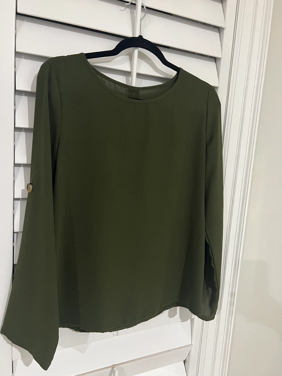 Olive Green Button-Back Blouse