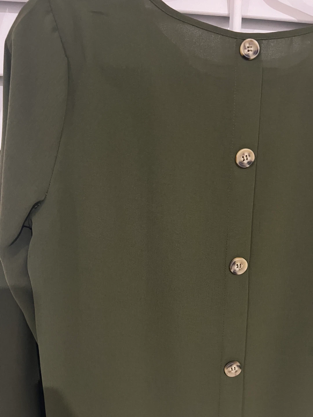 Olive Green Button-Back Blouse - photo 2