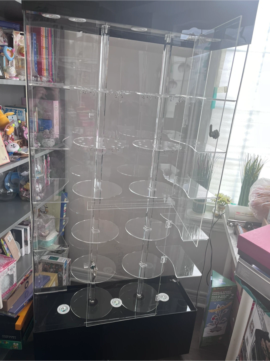 Acrylic Turning Display Case - Black Base, Clear Shelves - photo 2