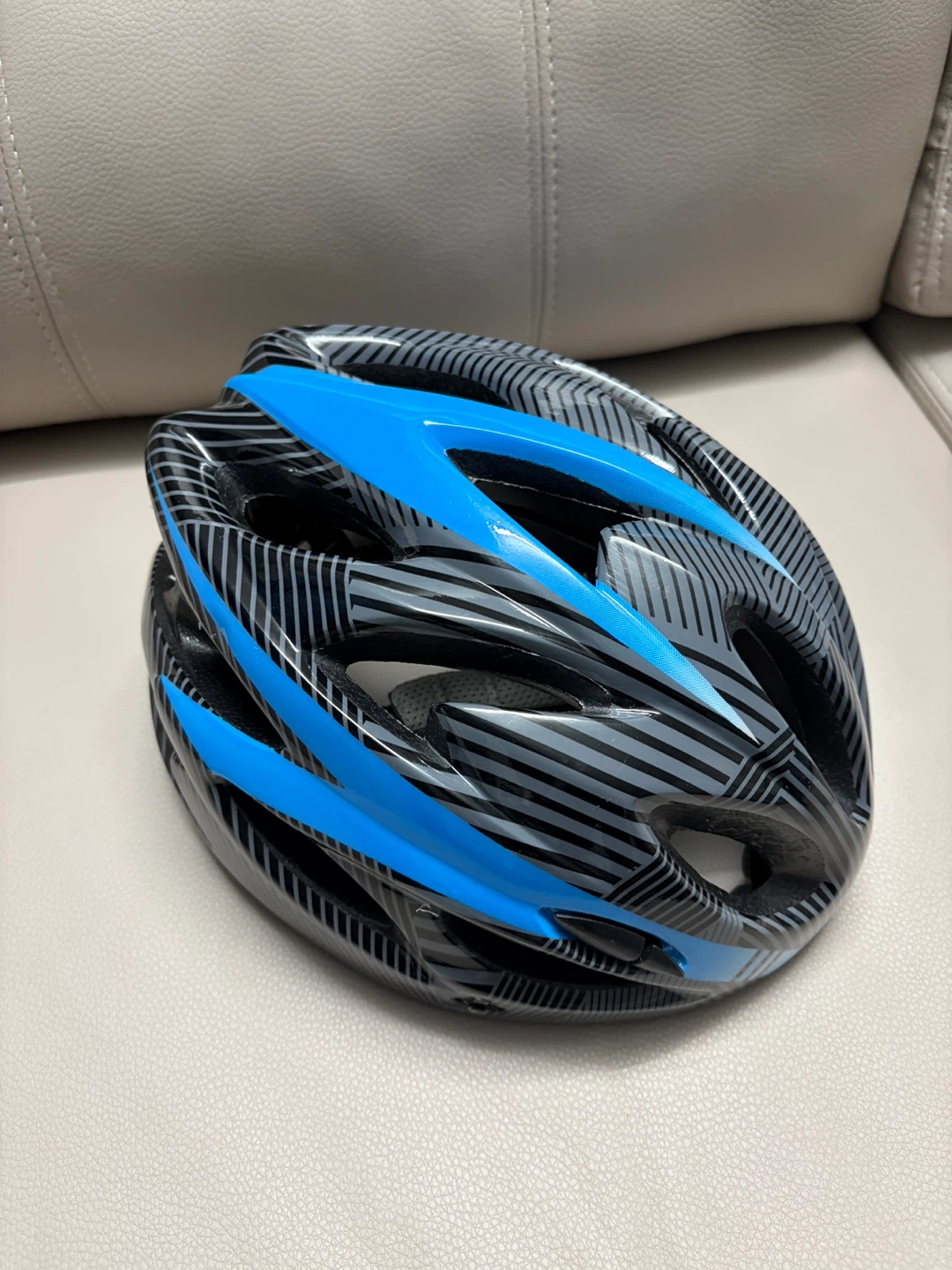 Blue & Black Striped Cycling Helmet