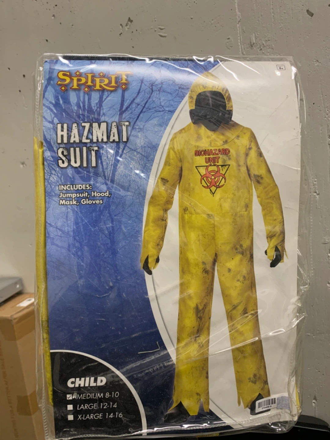 Spirit Halloween Hazmat costume Suit kids 8-10yrs