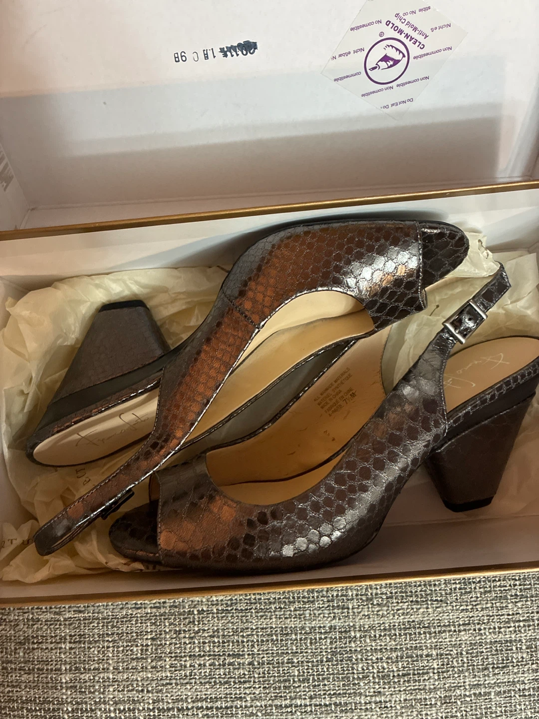 Franco Sarto Raven Pewter Slingback Heels - Size 7.5