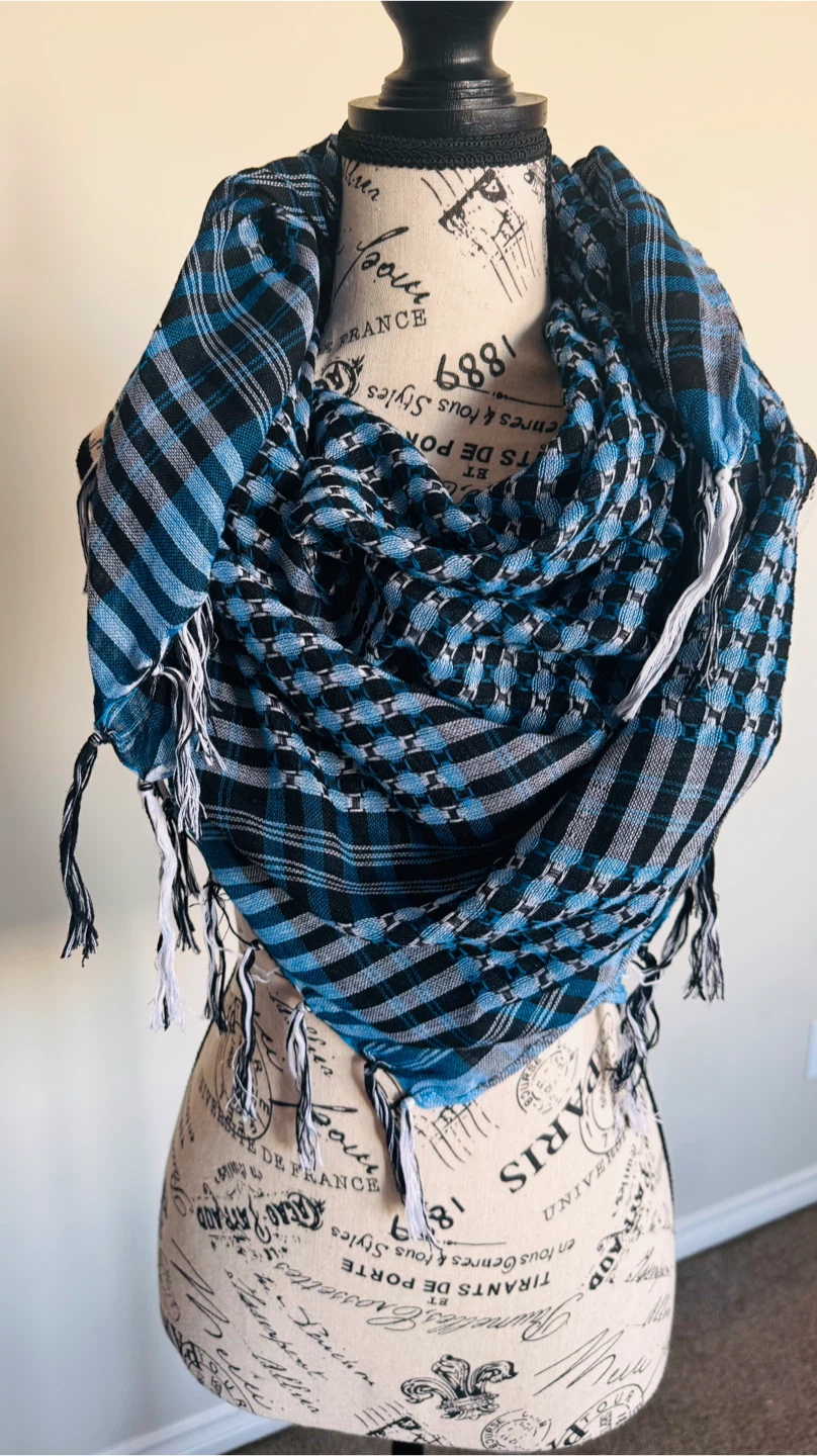 Blue & Black Plaid Scarf