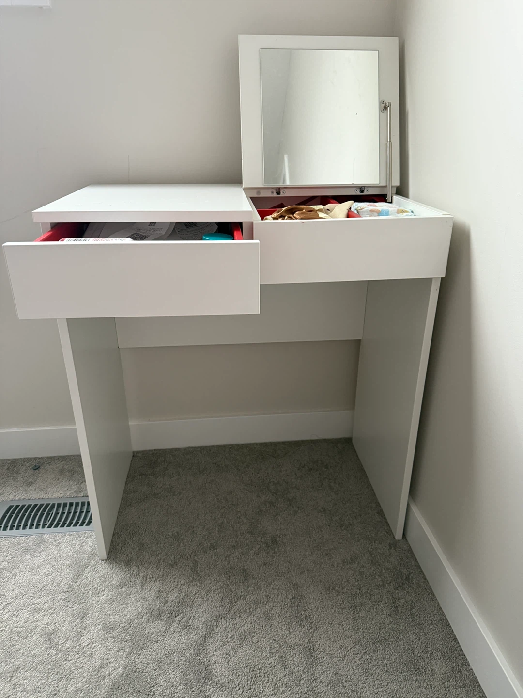 IKEA White Vanity Desk with Mirror - photo 2