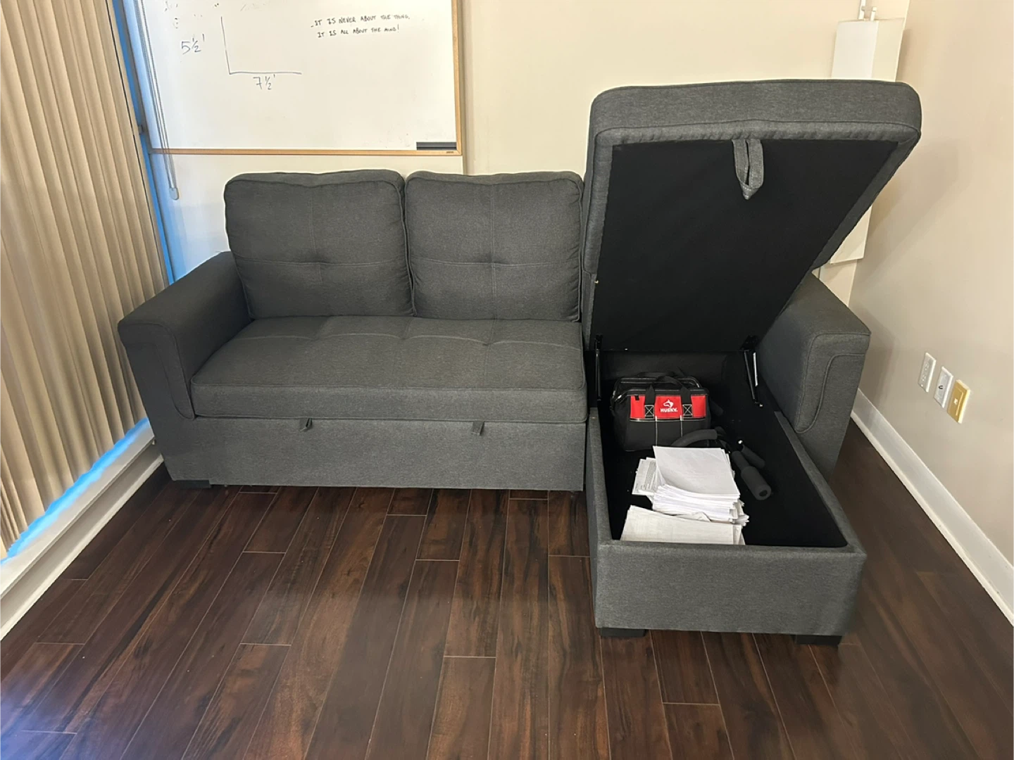 Grey Sofa Bed with Storage - photo 4