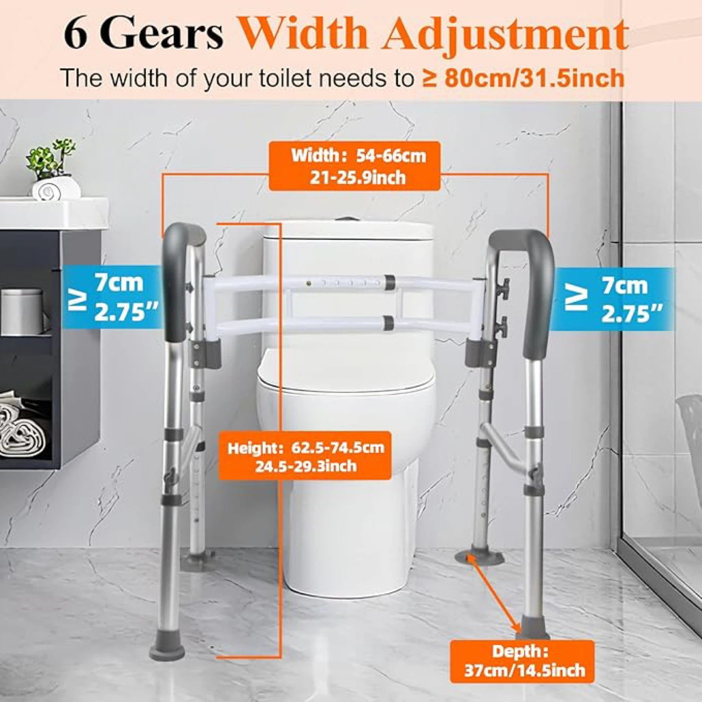 Adjustable Toilet Safety Rails - Mobility Aid - photo 2