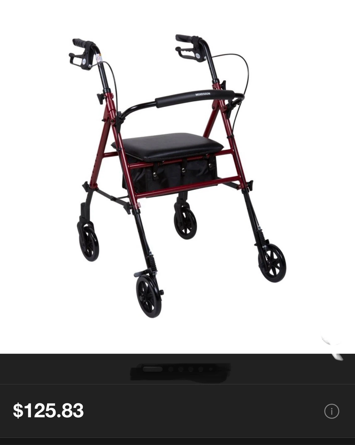 McKesson Bariatric Rollator Walker - Burgundy - photo 5