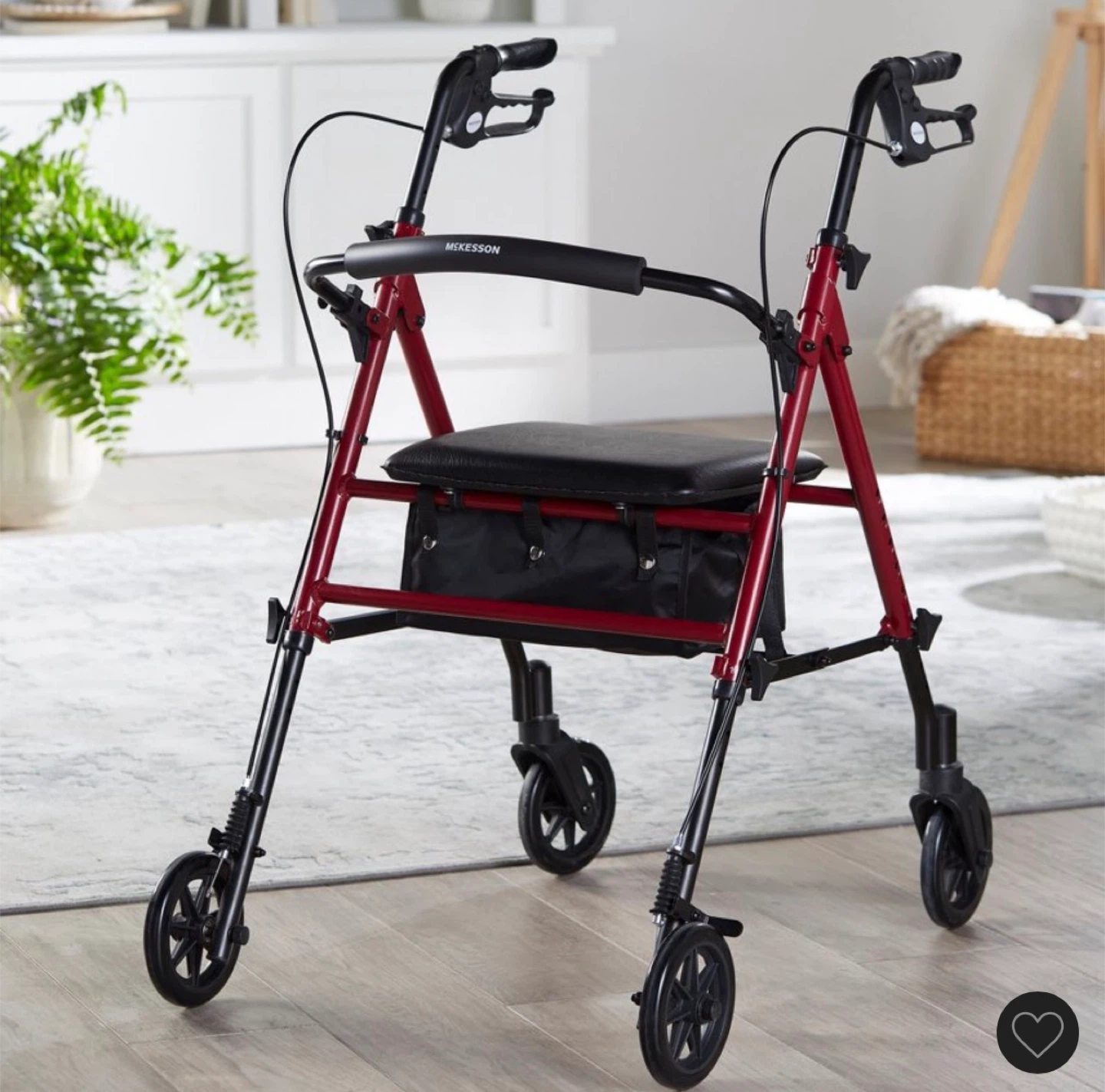 McKesson Bariatric Rollator Walker - Burgundy - photo 4