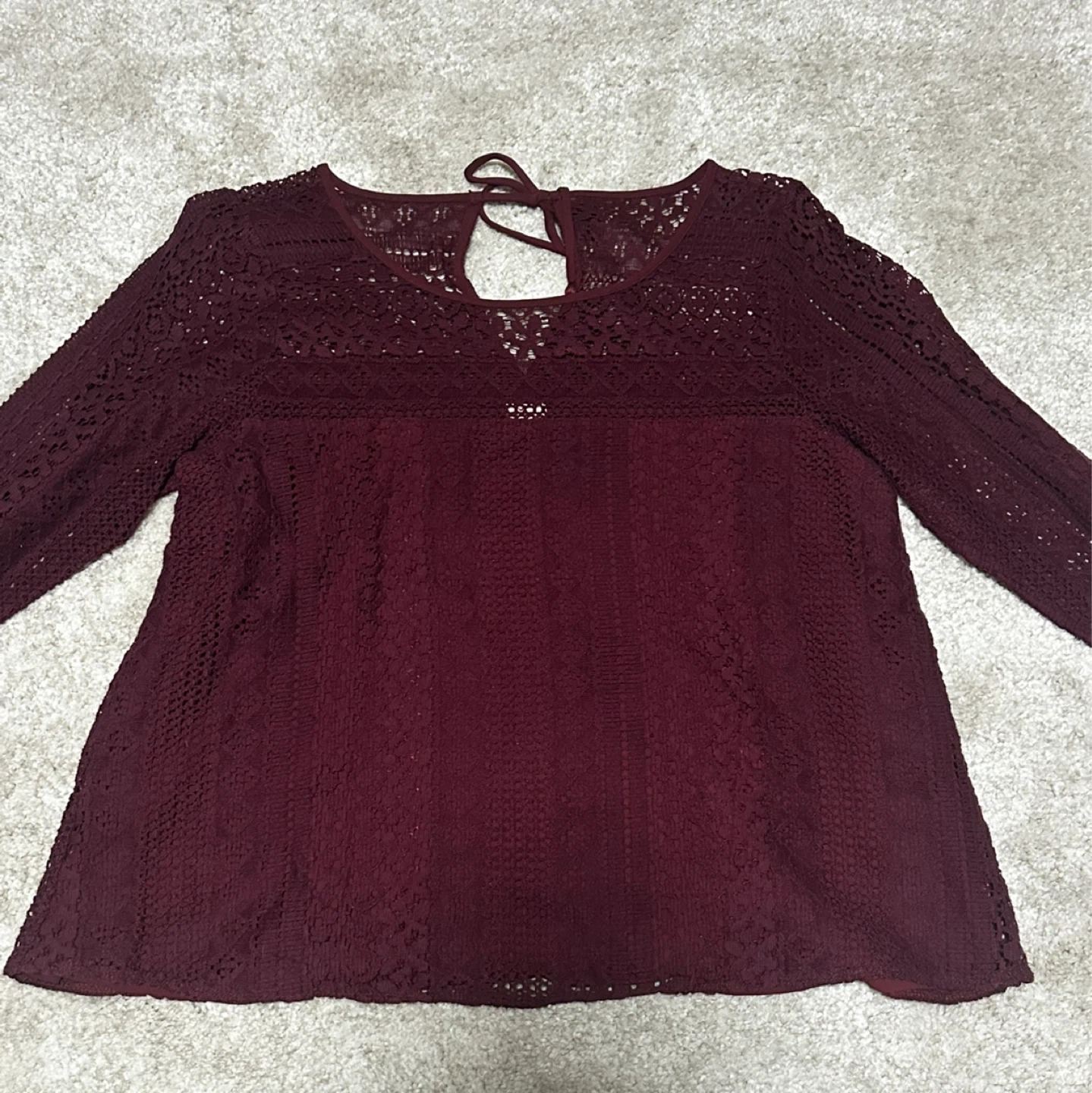 Hollister Burgundy Lace Top - Size L