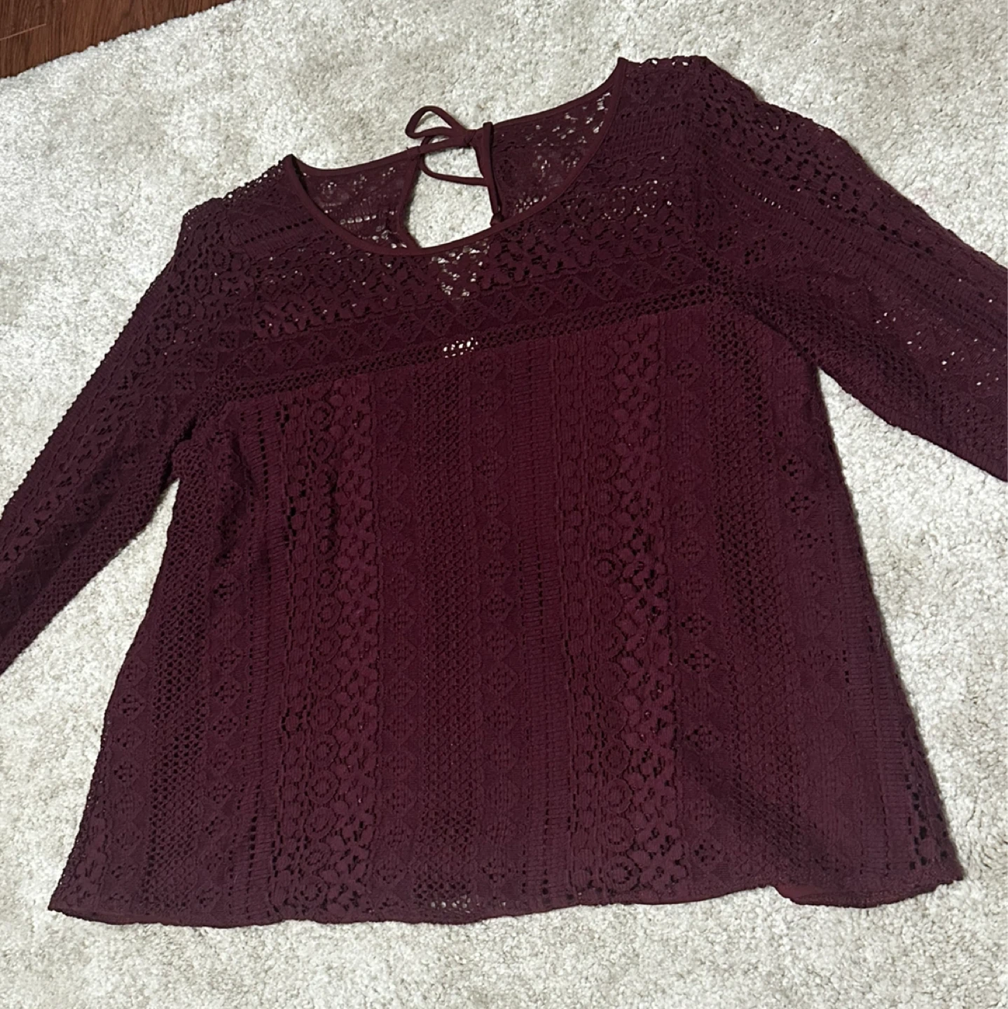 Hollister Burgundy Lace Top - Size L - photo 2