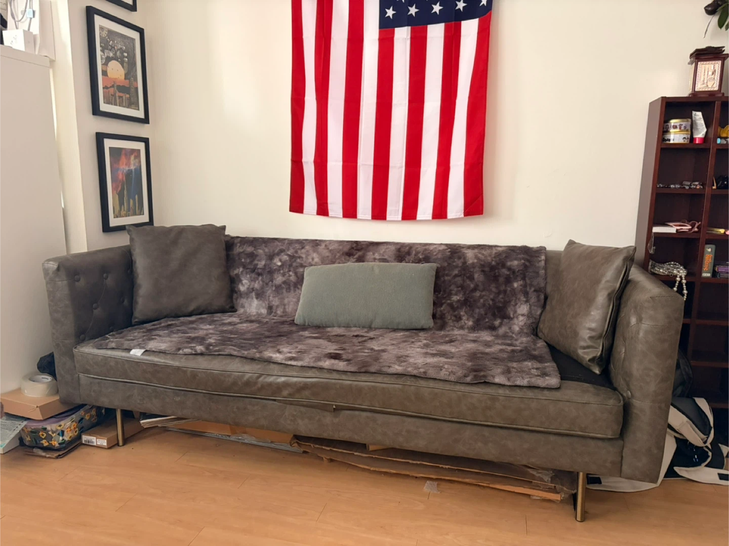 Tufted Leather Sofa - Damaged