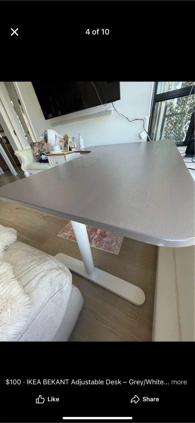 IKEA Bekant Adjustable Corner Desk - Grey/White - photo 4