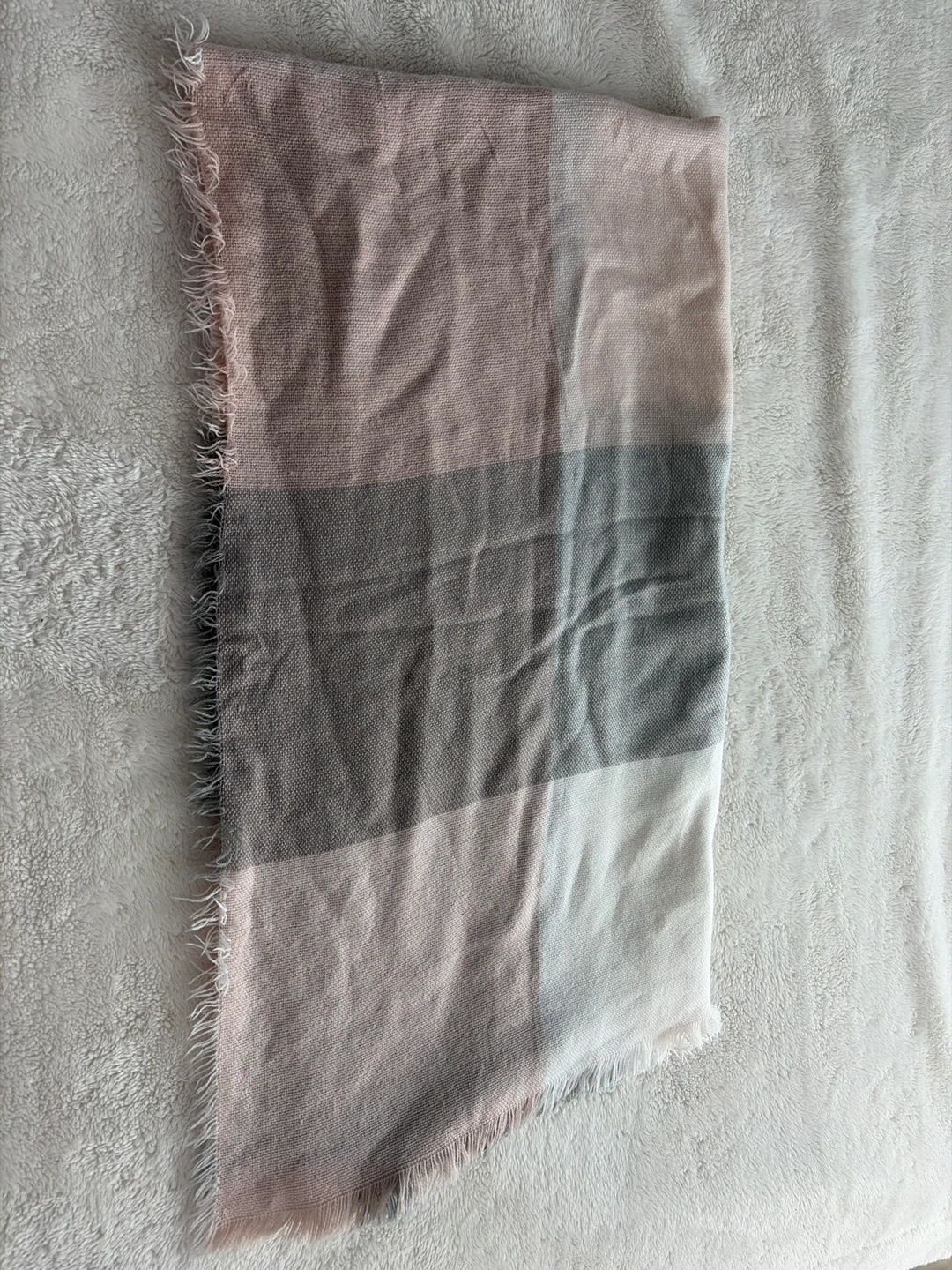 Striped Scarf - Pink, Grey, White