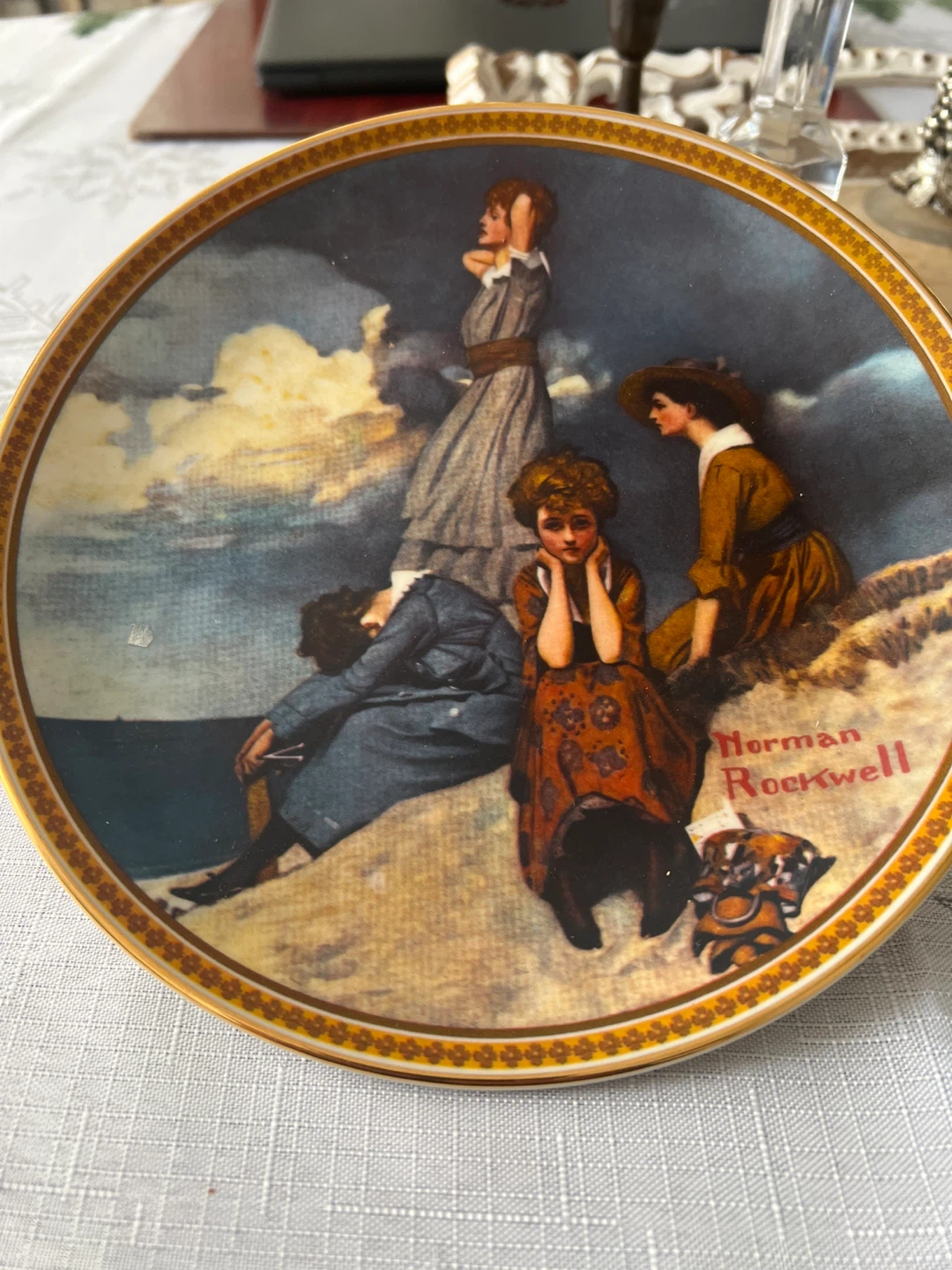 Norman Rockwell Knowles Plate - Waiting on the Shore