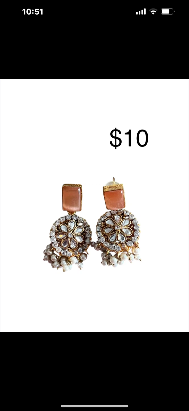 Peach Stone Earrings - $10