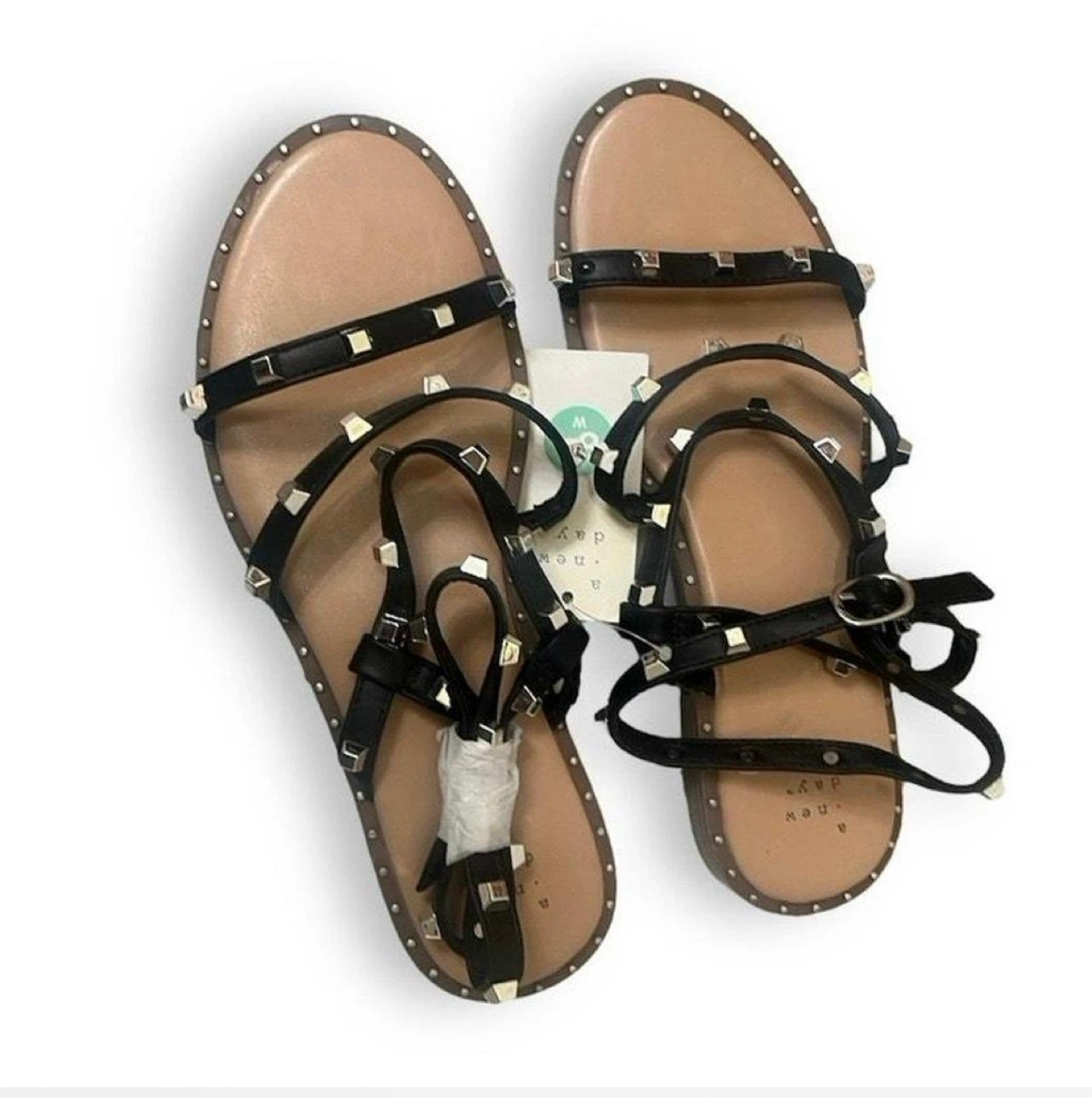 A New Day Black Studded Sandals - Size 8