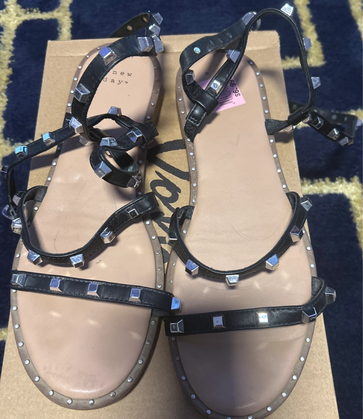 A New Day Black Studded Sandals - Size 8 - photo 3