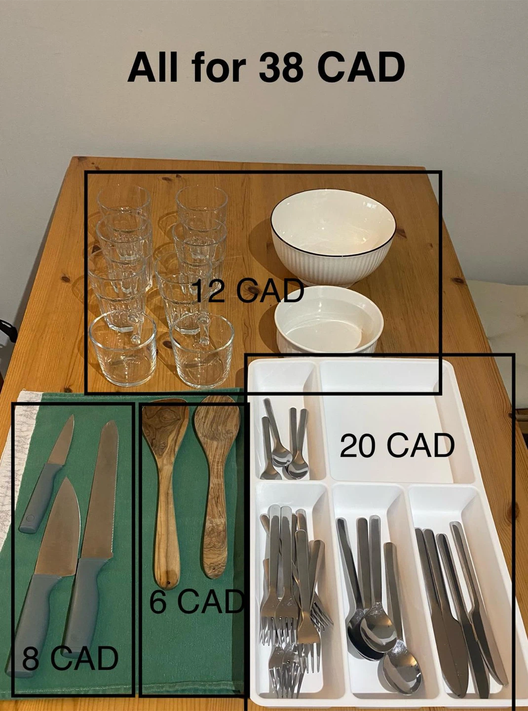 Kitchen Utensils Set - Knives, Spoons, Bowls, Glasses, Cutlery