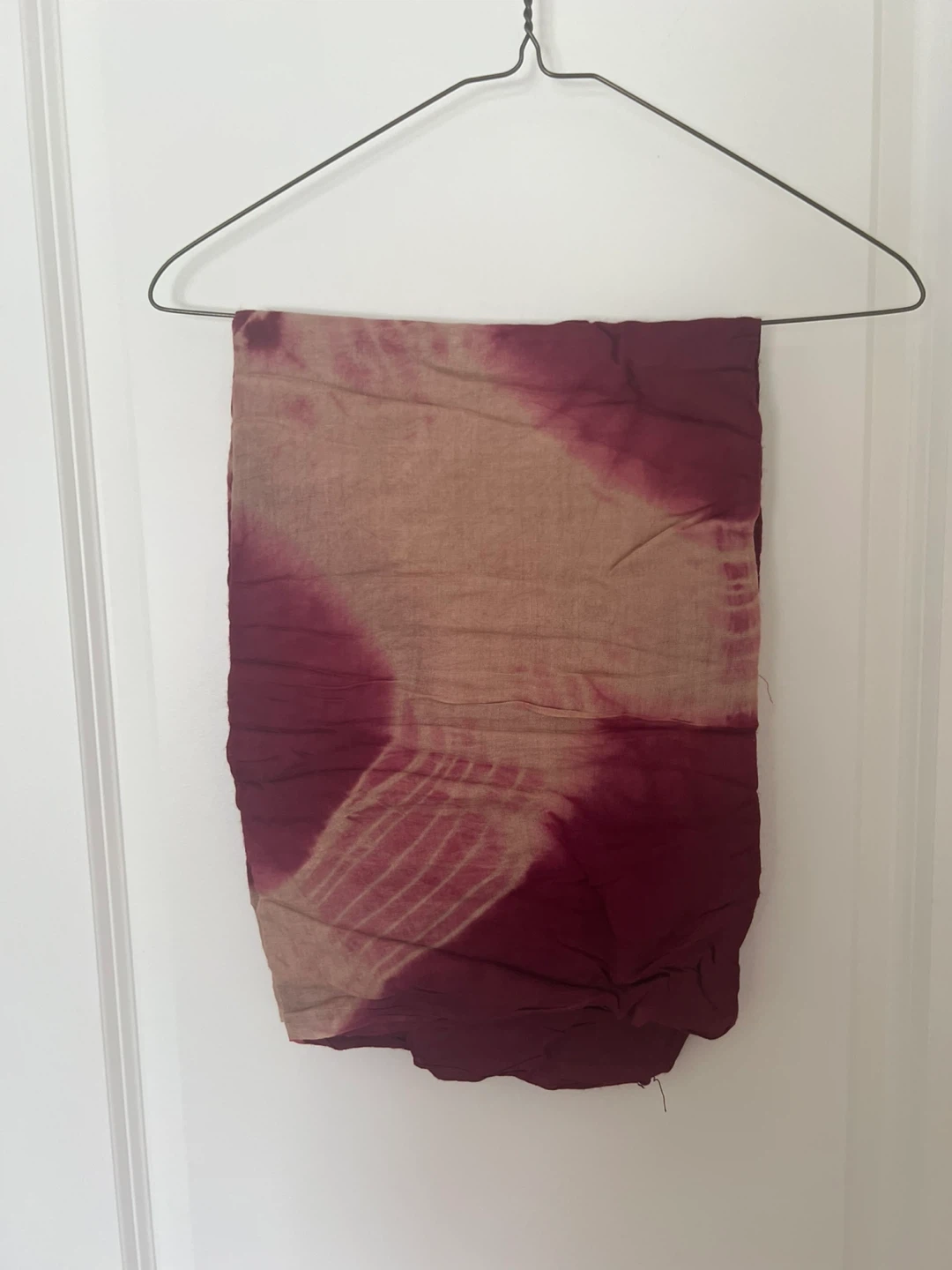 Burgundy Embroidered Tunic & Brown Tie-Dye Scarf