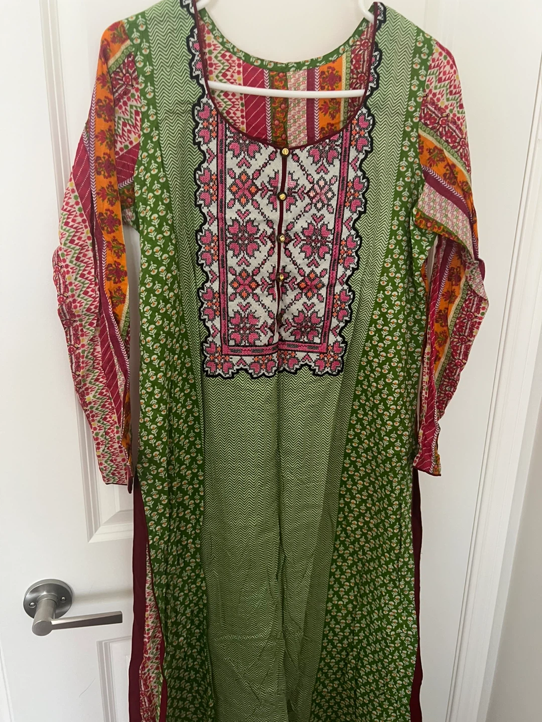 Salwar Kameez Suit Set - Green & Patterned - photo 3