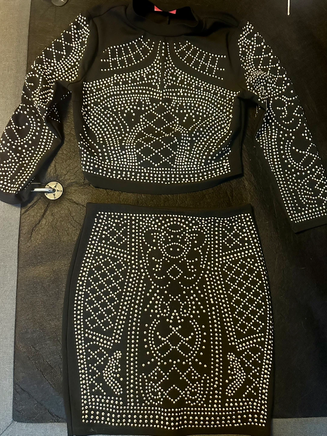 Black Rhinestone Two-Piece Set