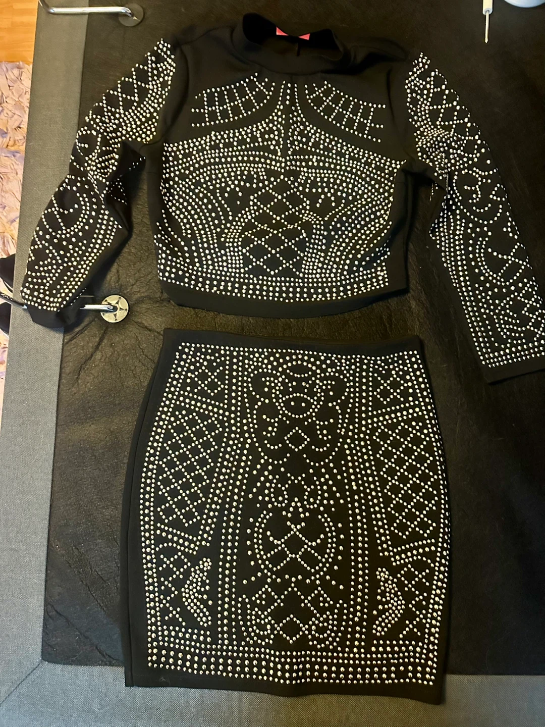 Black Rhinestone Two-Piece Set - photo 2