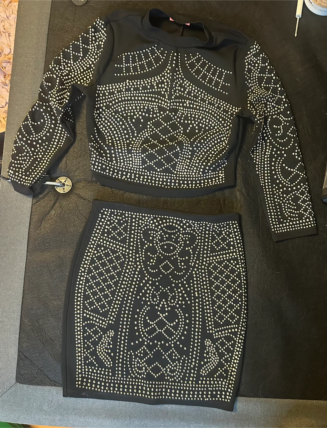 Black Rhinestone Two-Piece Set - photo 3
