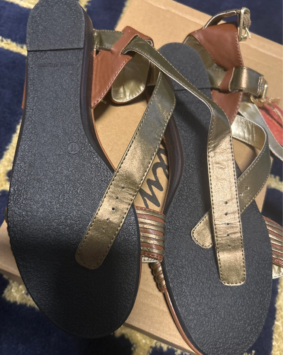 Miley Brown & Gold Sandals - Size 11 - photo 3