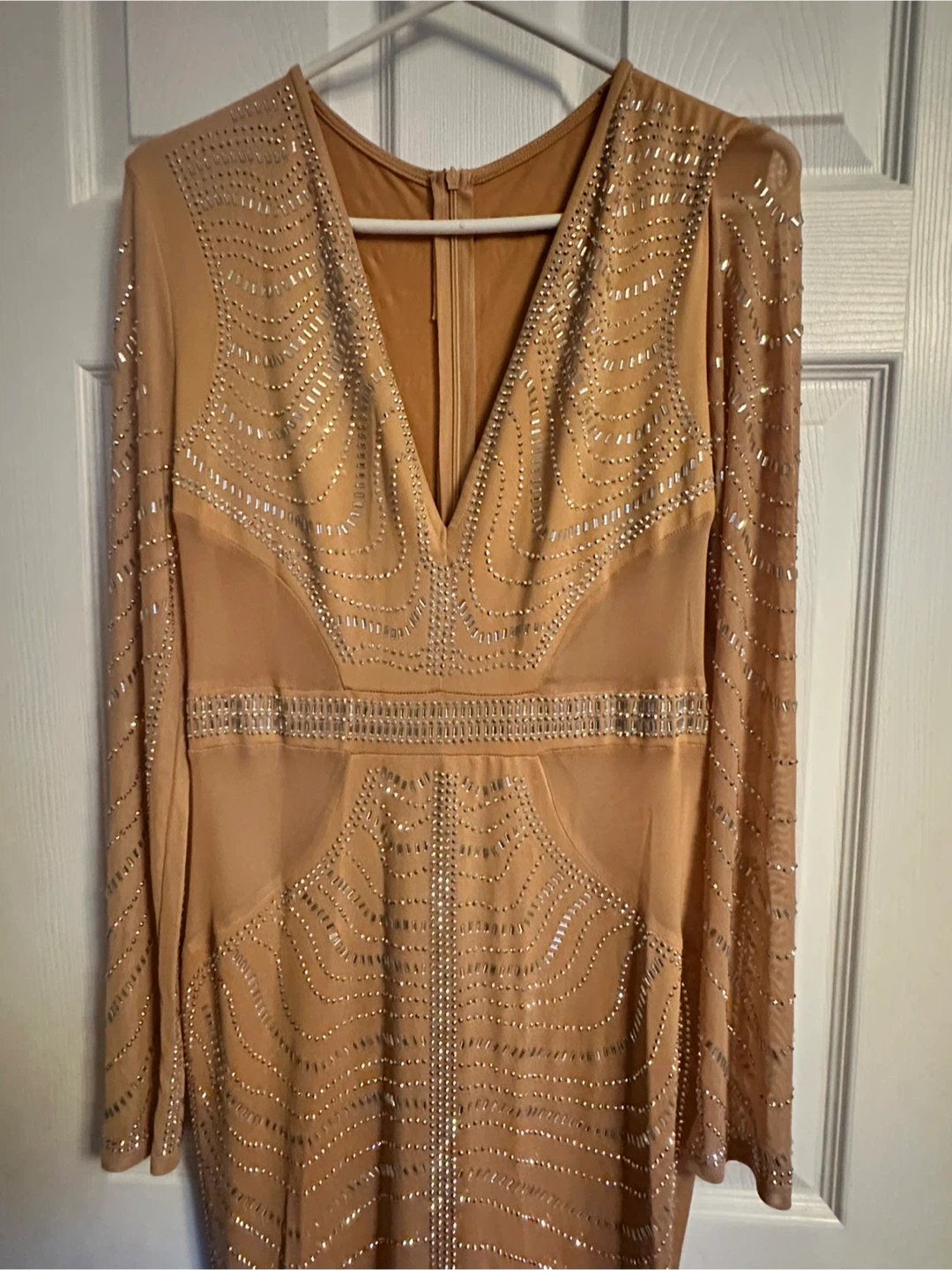 Beige Embellished Maxi Dress