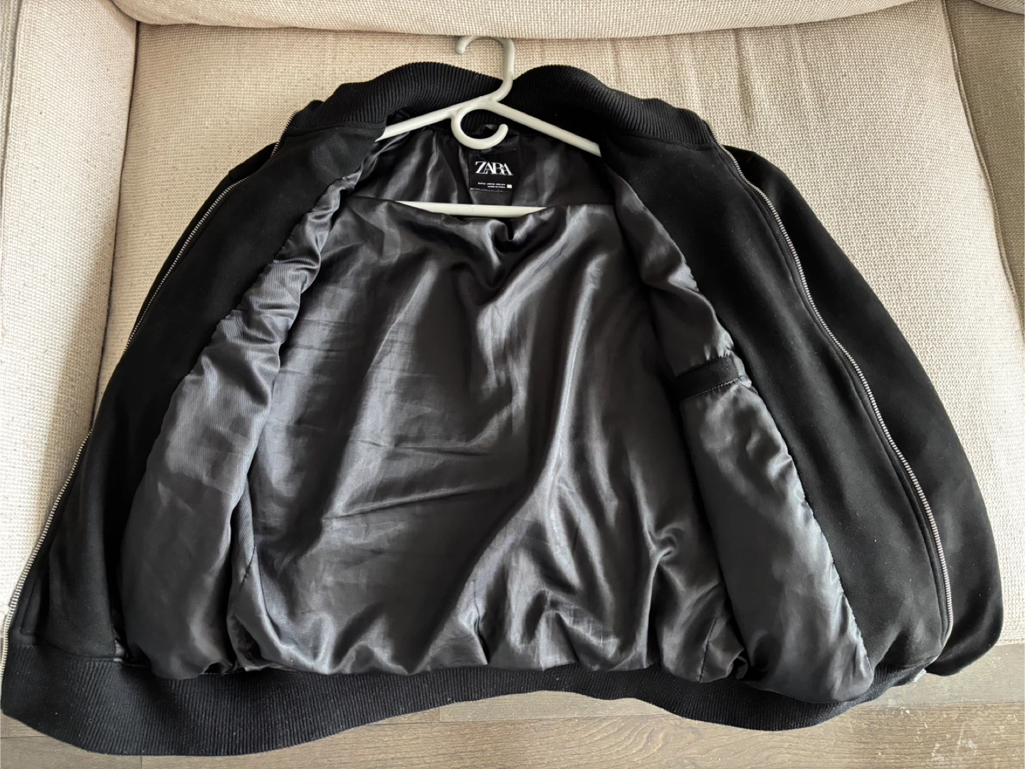 Zara Black Faux Suede Bomber Jacket - Medium - photo 2