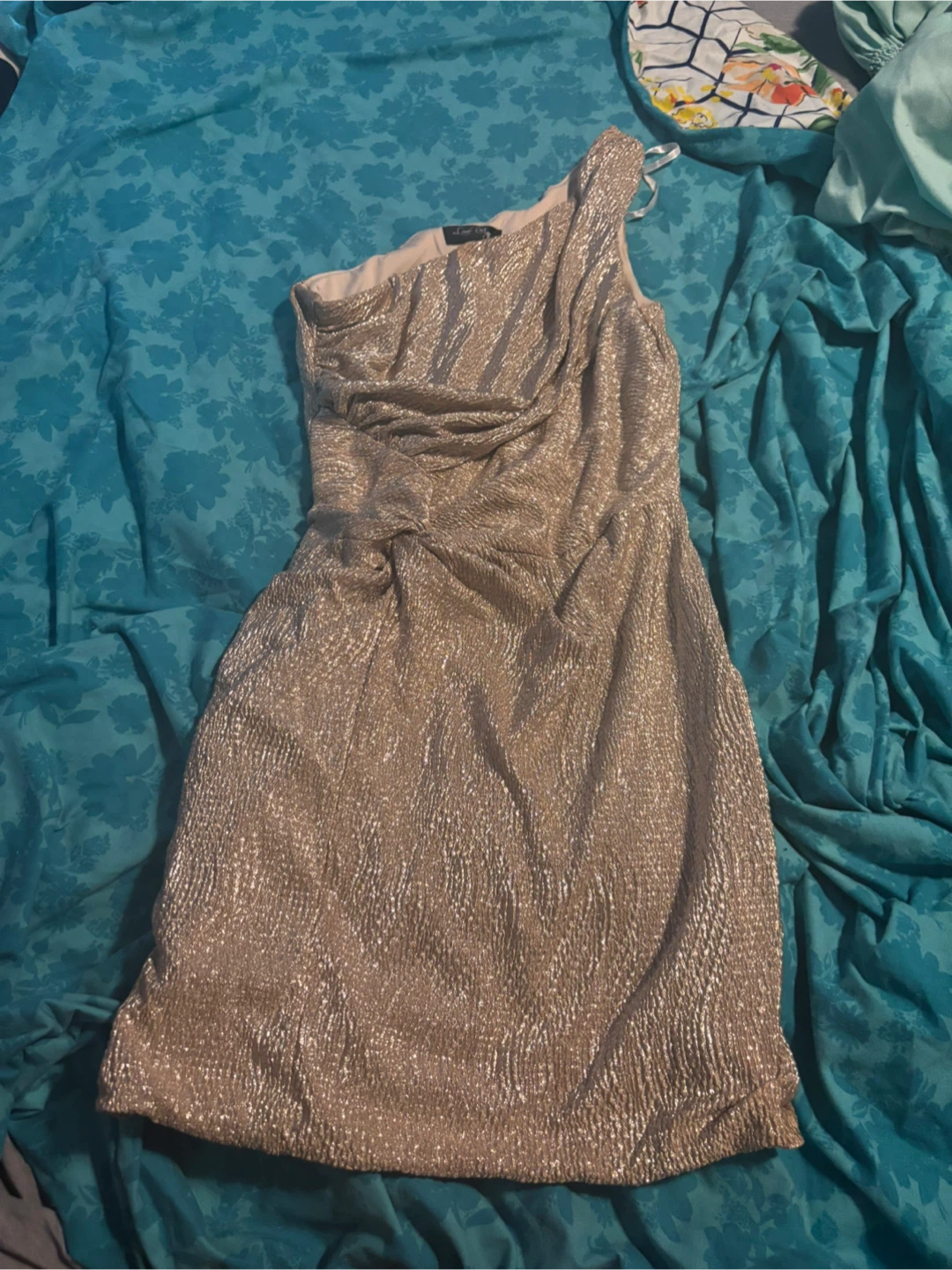 Love Reign Gold One-Shoulder Dress