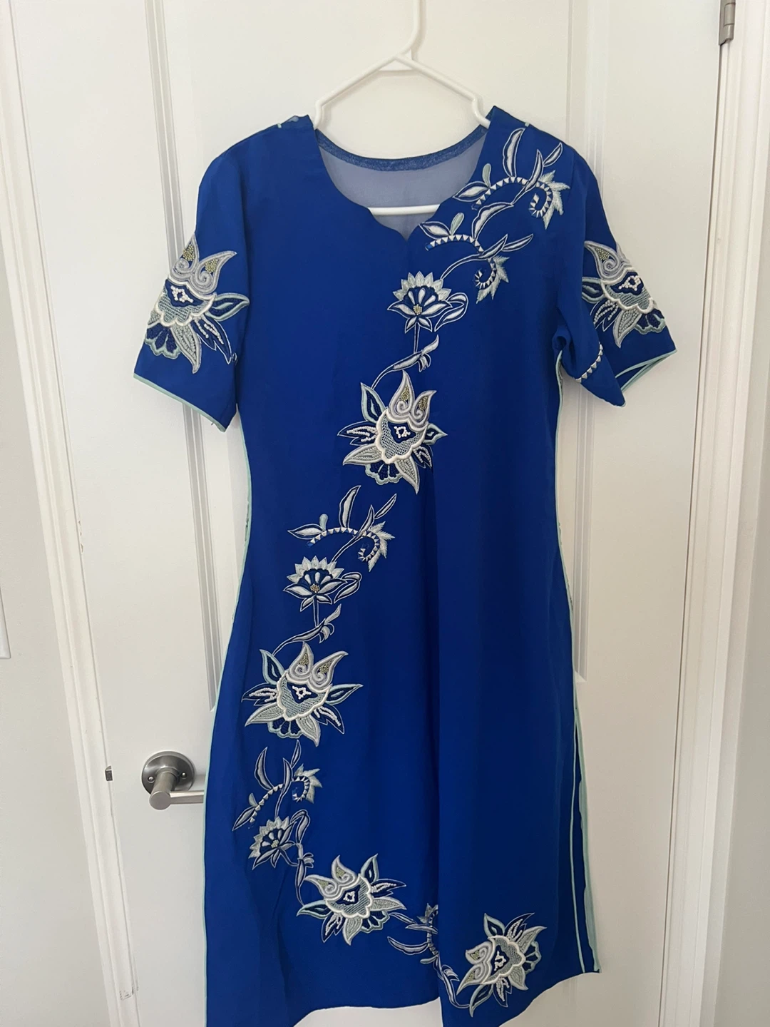 Blue Dress with Floral Design 3 pcs - photo 2