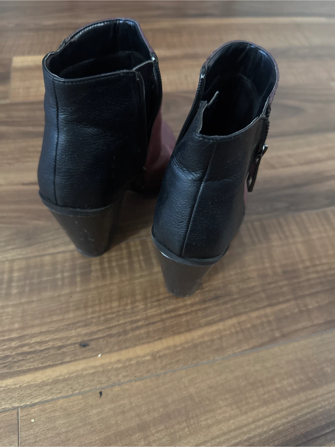 Burgundy & Black Ankle Boots - Size 8.5 - photo 3