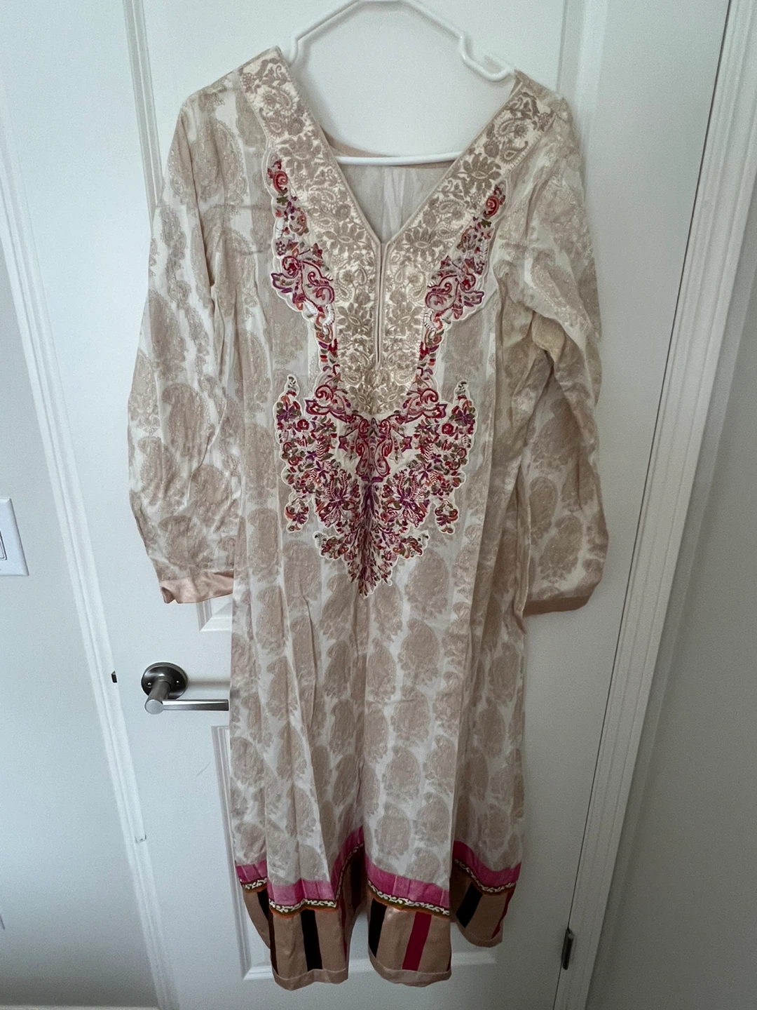 Cream & Beige Embroidered Kurti Dress BRAND SANA SAFINAZ