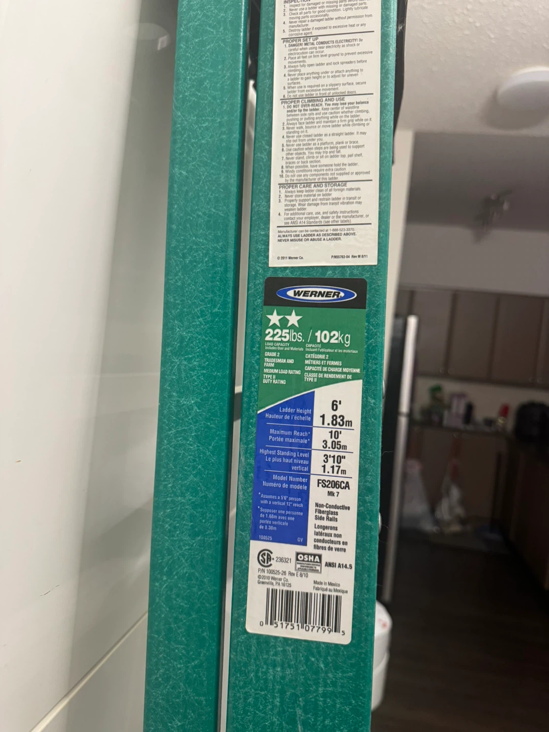EUC Werner 6ft Ladder - FS206CA MK 7 - photo 4