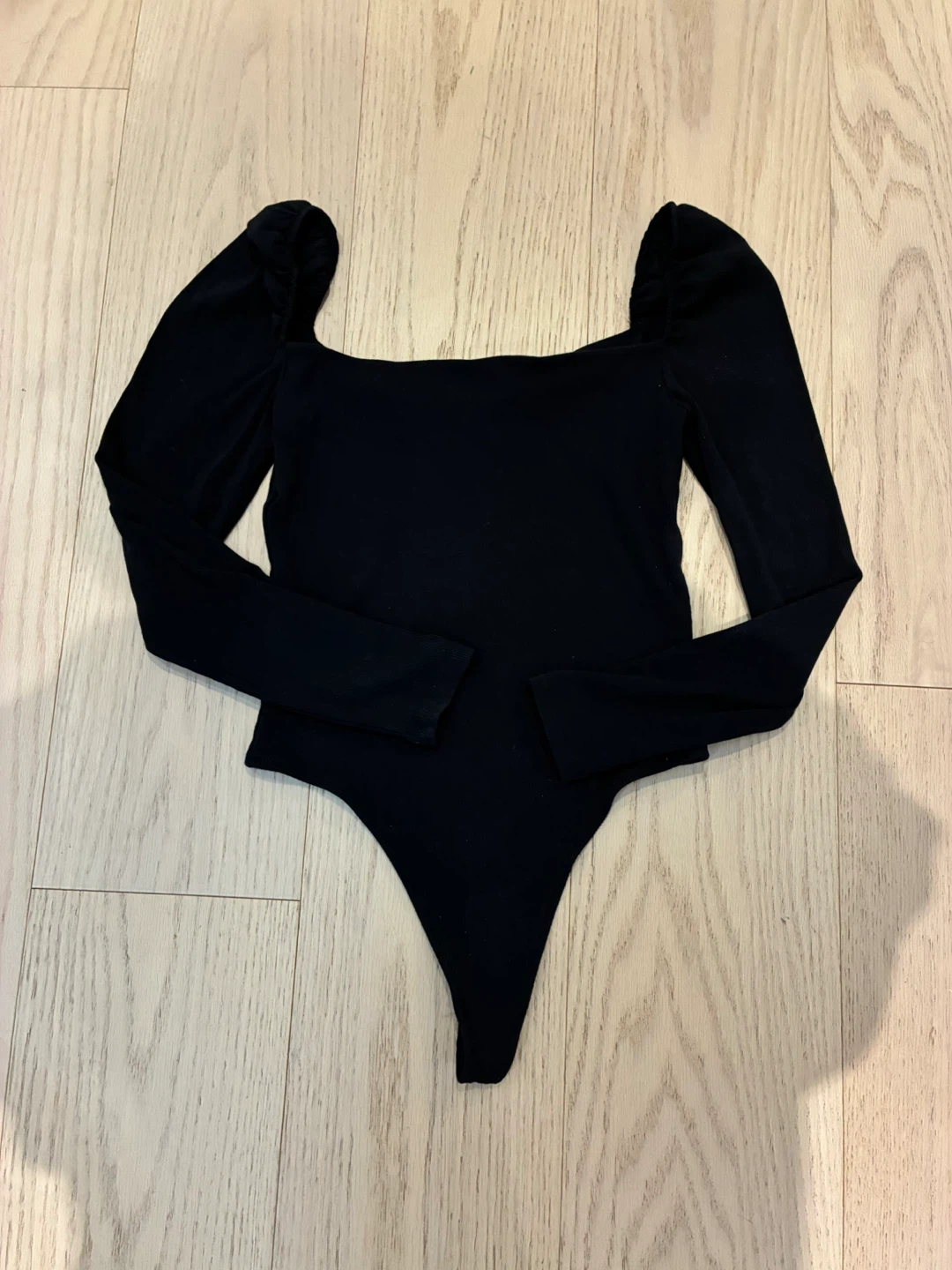 Wilfred Black Ribbed Bodysuit - Square Neck, Long Sleeve - photo 3