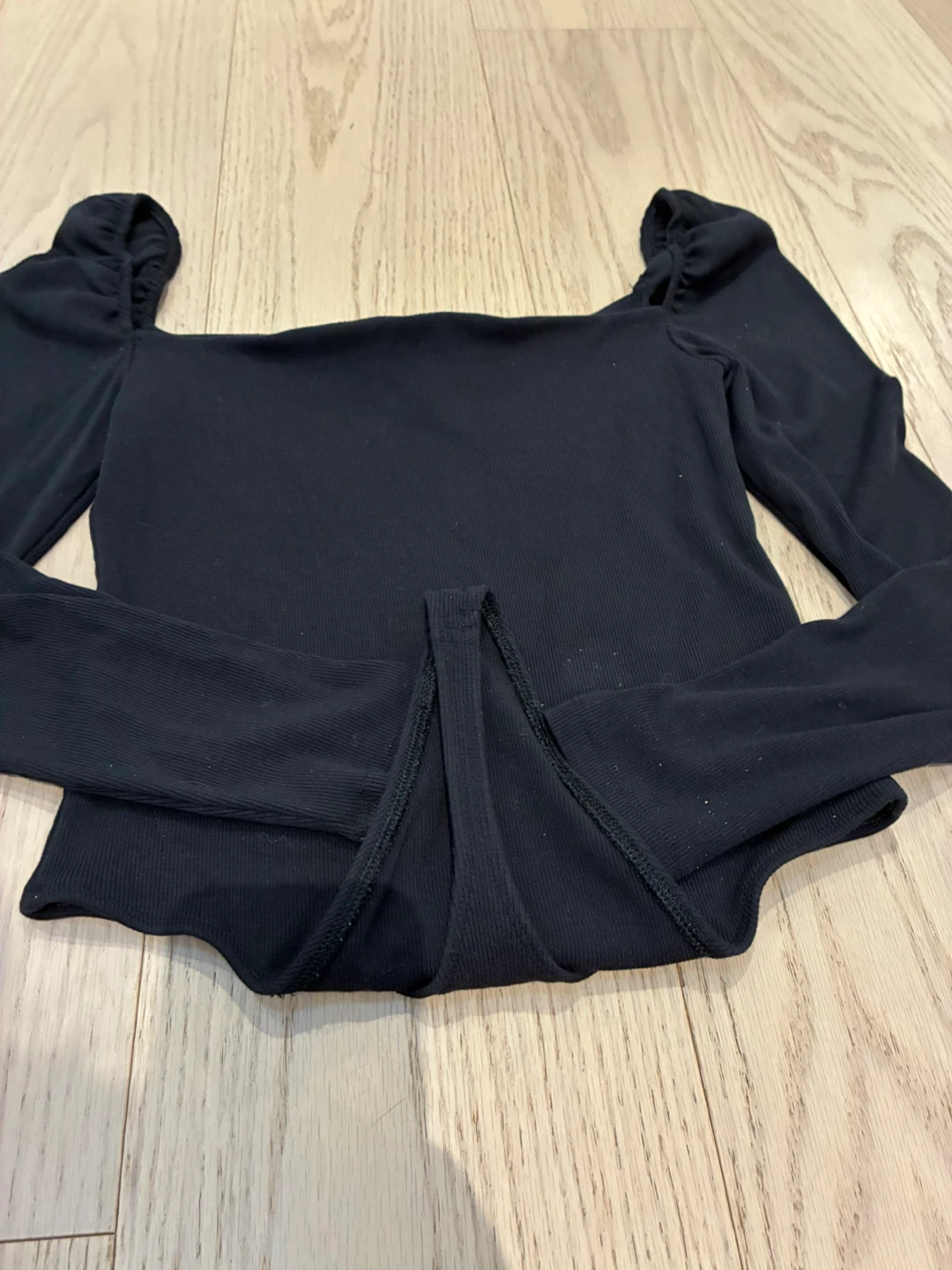 Wilfred Black Ribbed Bodysuit - Square Neck, Long Sleeve - photo 5