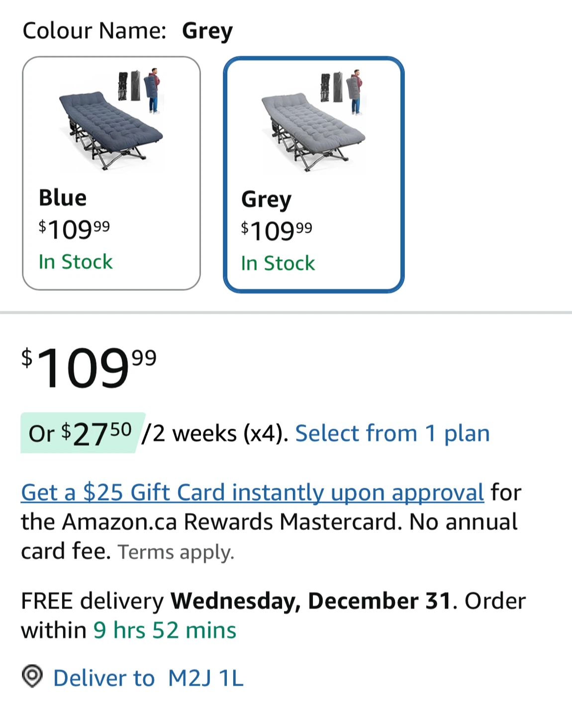 Portable Folding Camping Cot - Grey - photo 5