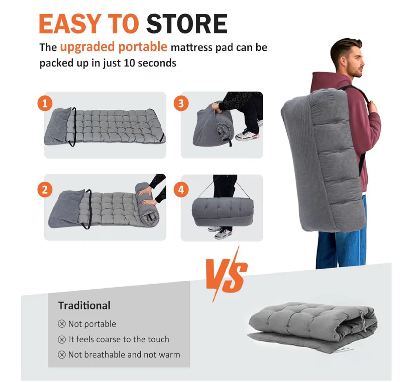Portable Folding Camping Cot - Grey - photo 3