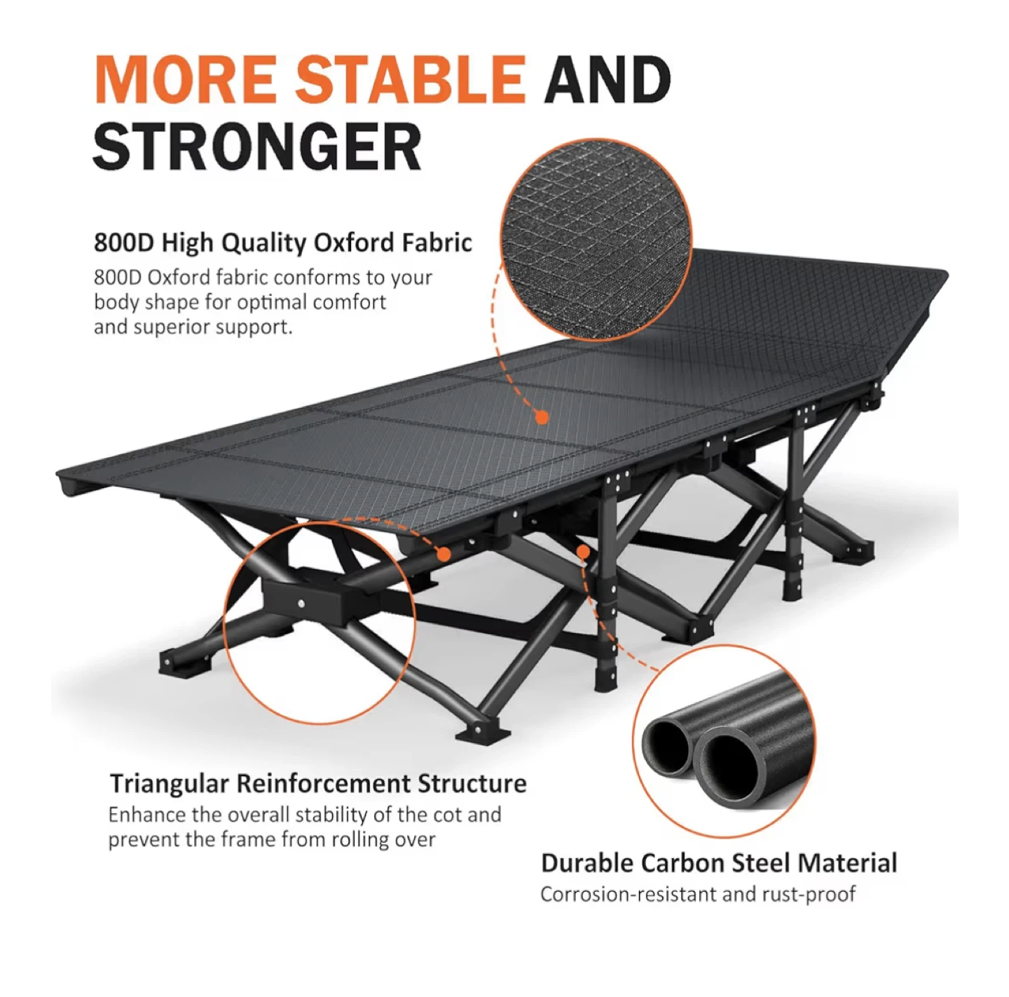 Portable Folding Camping Cot - Grey - photo 4