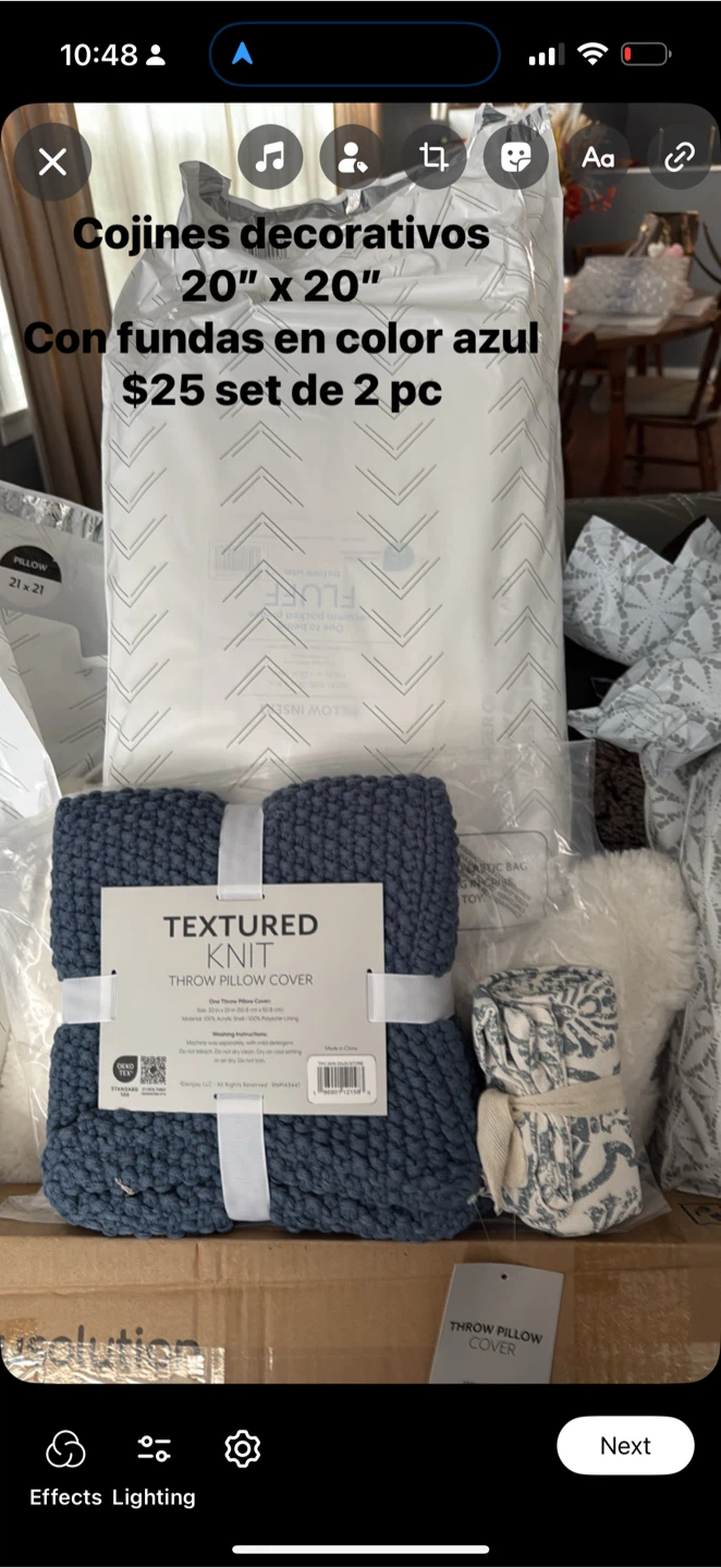 Set of Pillow and Textured Knit Throw Pillow Cover, Blue