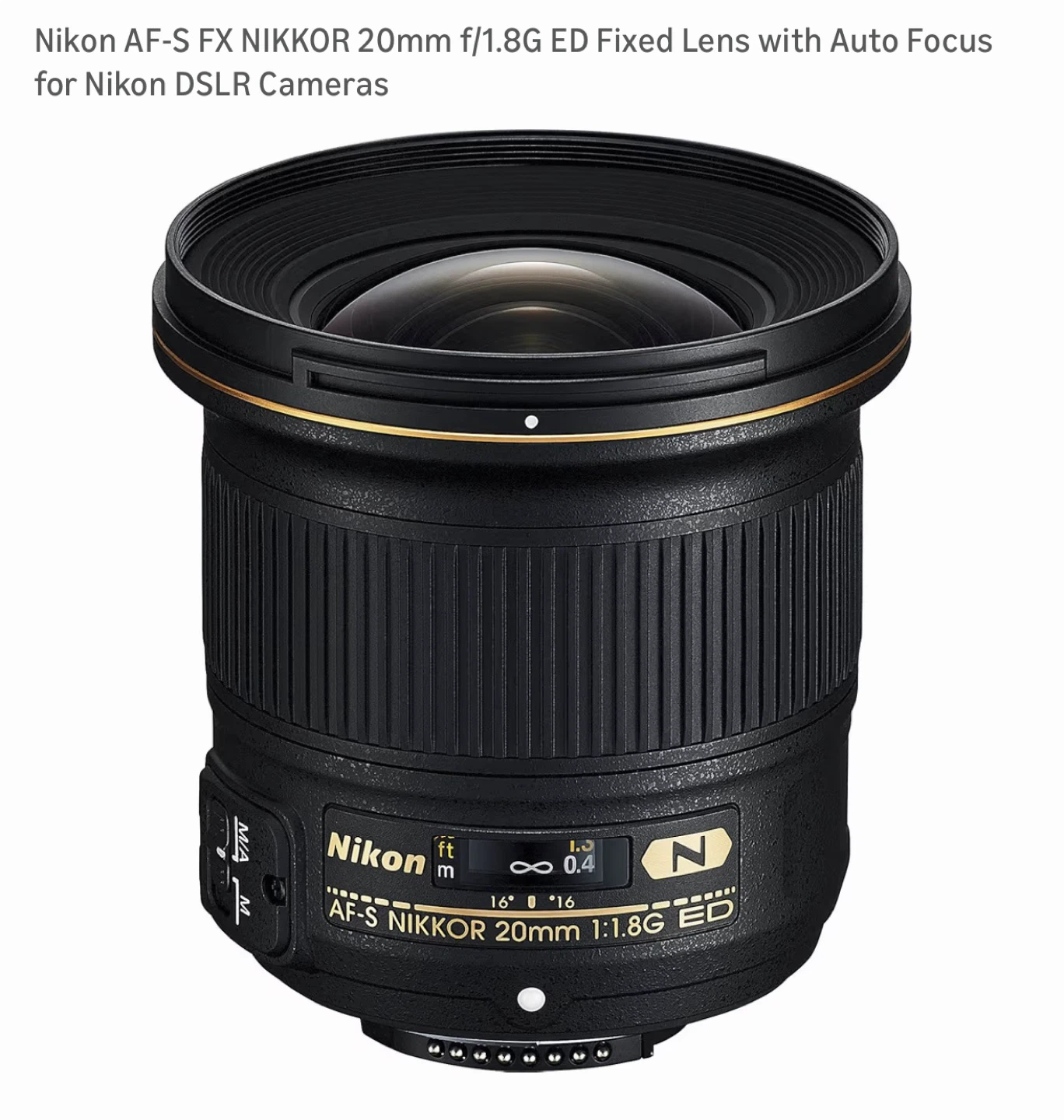 Nikon AF-S NIKKOR 20mm f/1.8G ED Lens