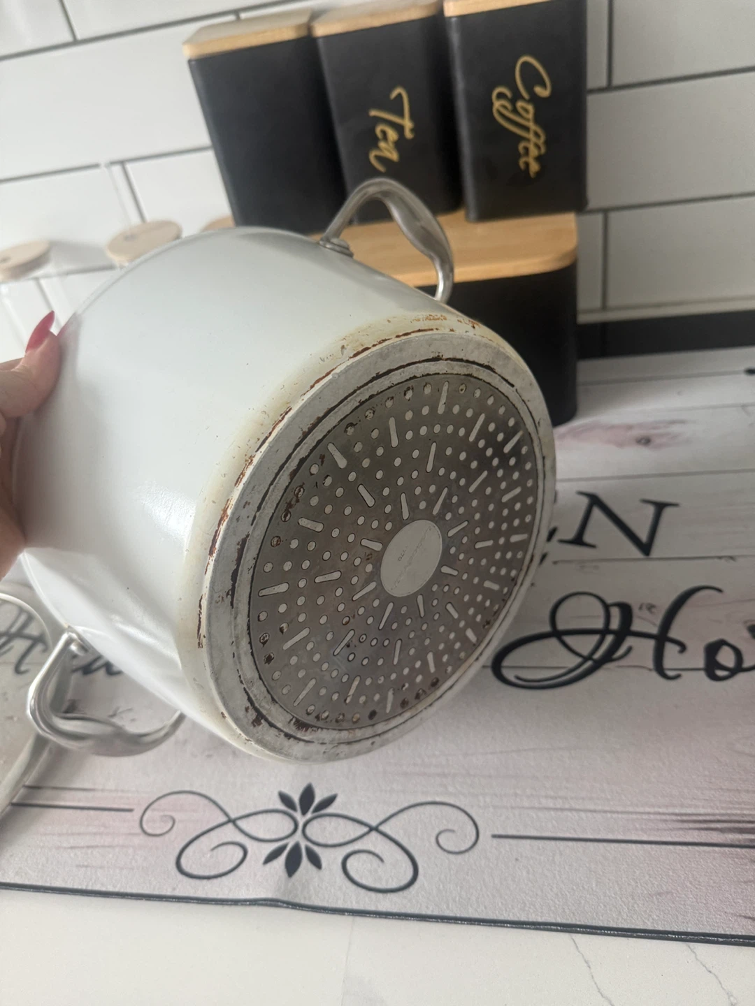 White Stock Pot with Lid - photo 3