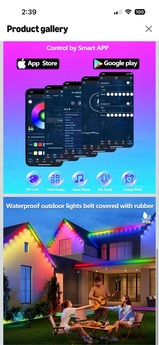 Outdoor LED Strip Lights 50FT Waterproof - photo 3