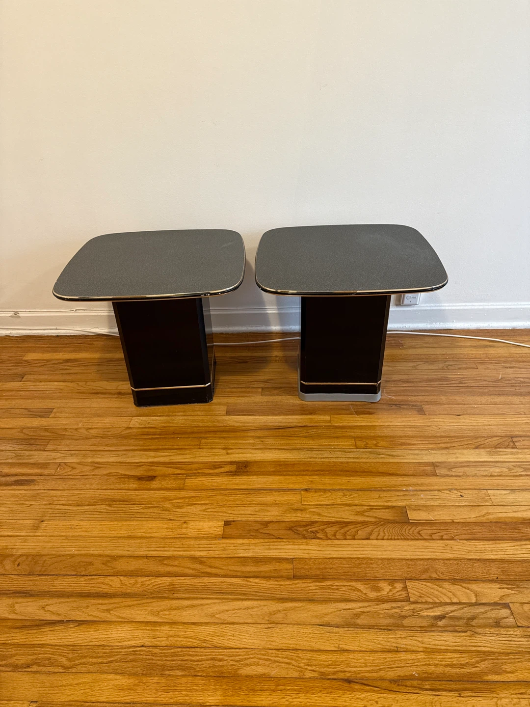 Pair of Black & Gold Accent Tables