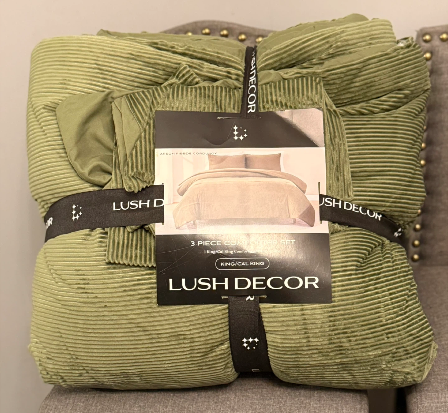 Lush Decor Arden Olive Corduroy King Comforter Set - photo 3