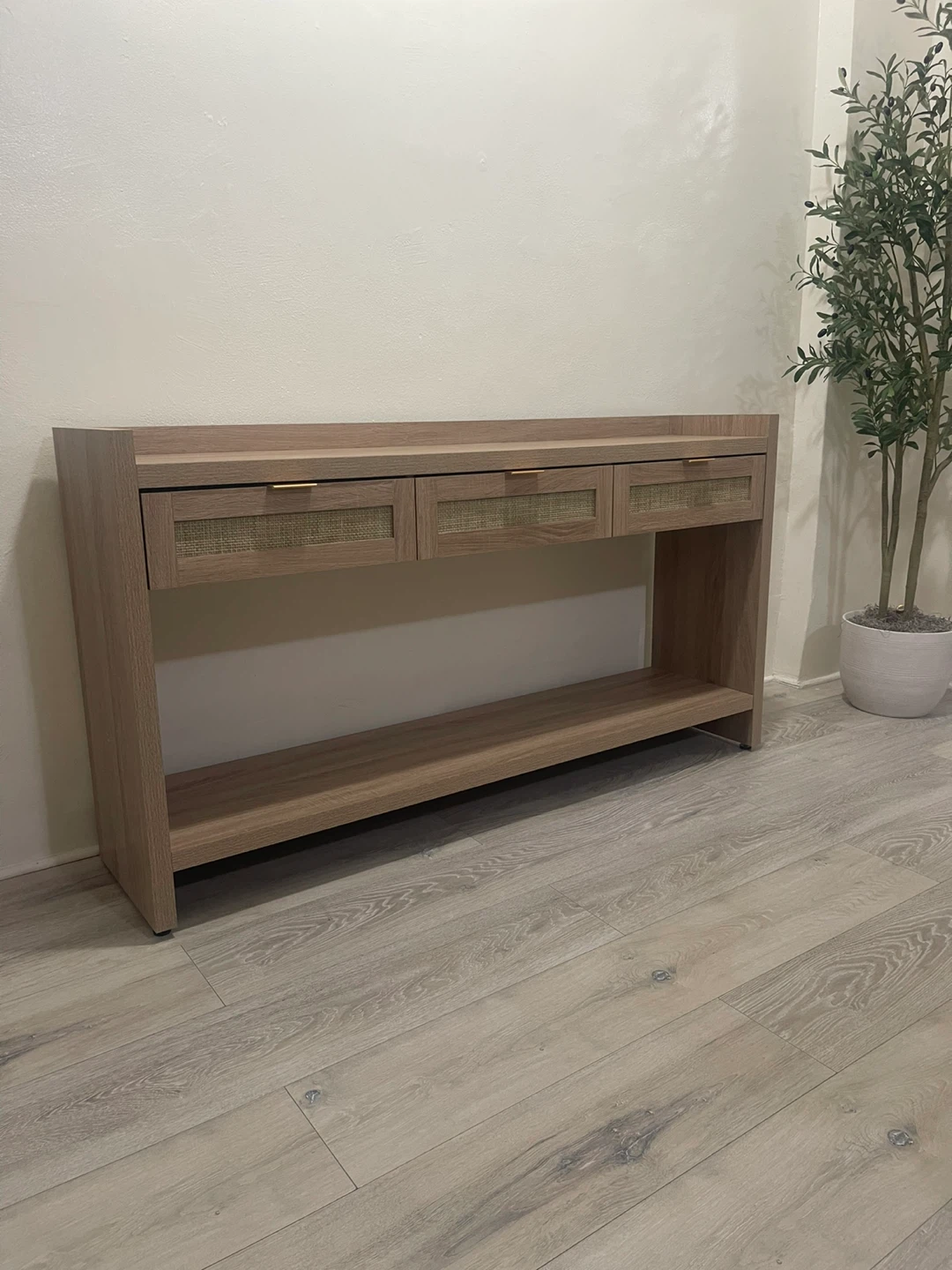 Wooden Console Table with Rattan Drawers - photo 2