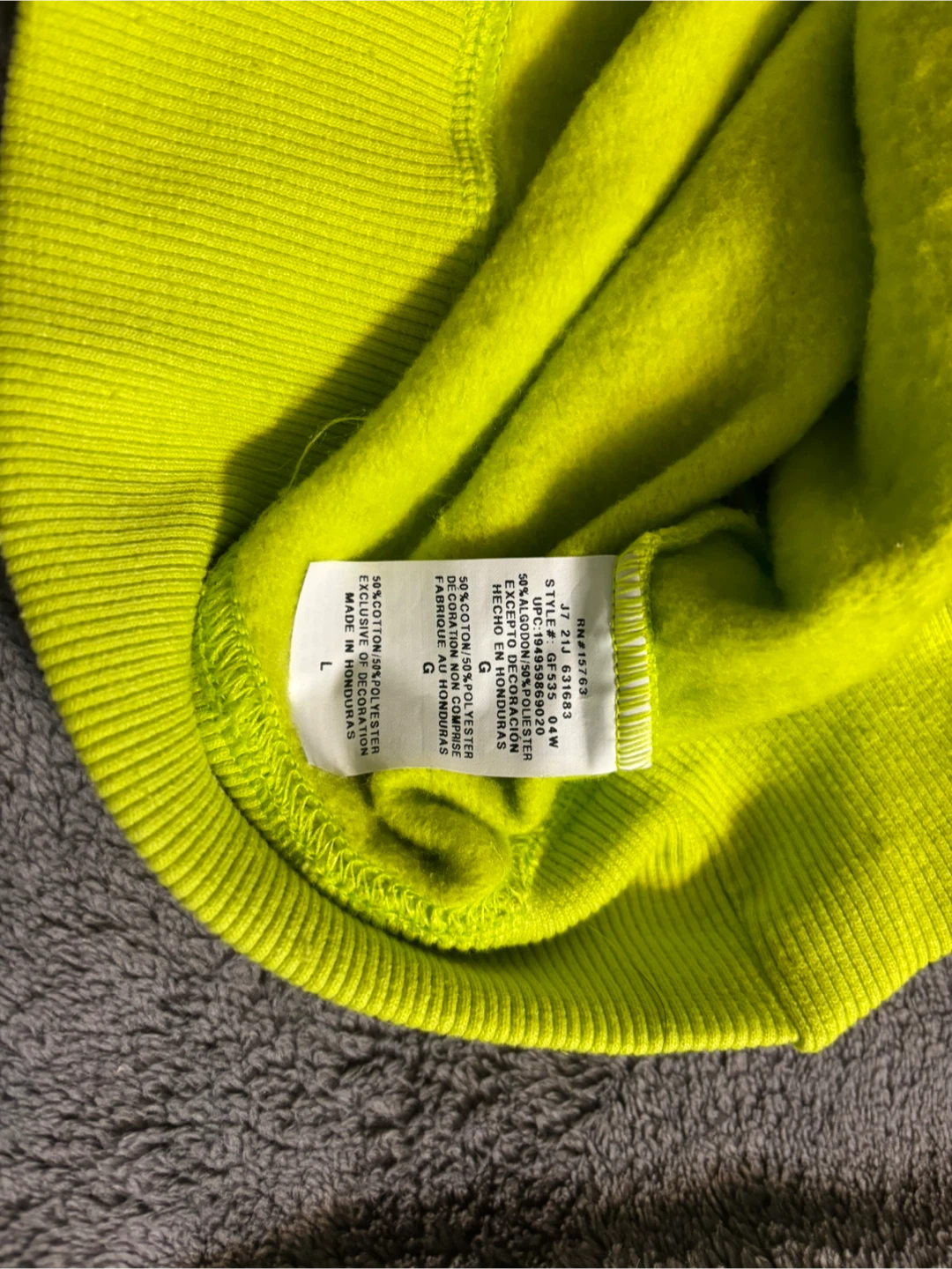 Champion Crewneck Sweatshirt - Neon Yellow, Size L - photo 4