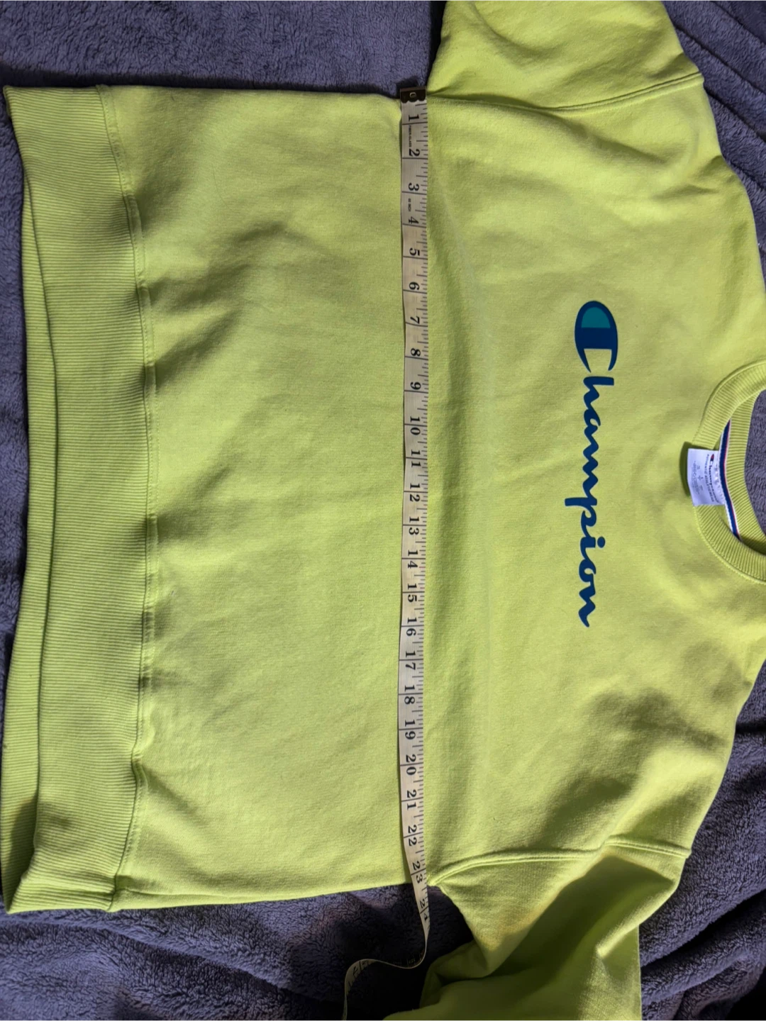 Champion Crewneck Sweatshirt - Neon Yellow, Size L - photo 3