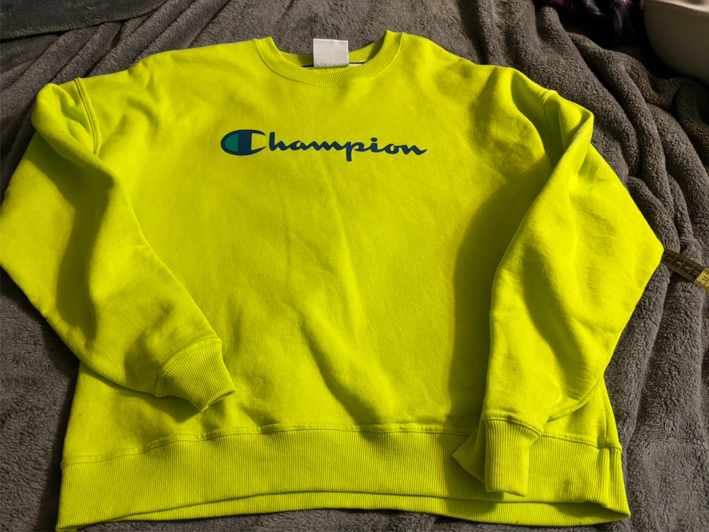 Champion Crewneck Sweatshirt - Neon Yellow, Size L